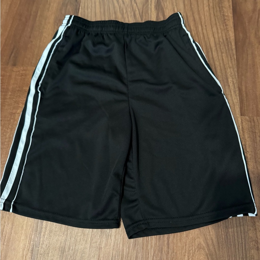 Essentials Kids Black Shorts with White Stripes